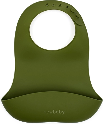 Babero de silicona NEW BABY verde oliva