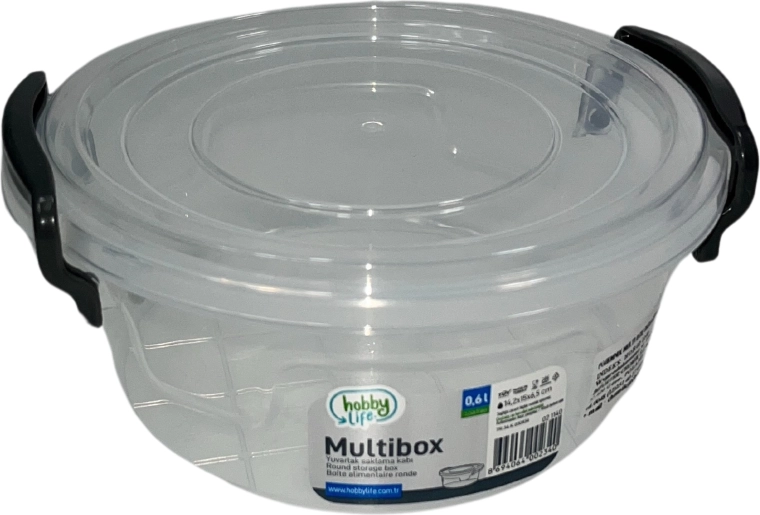 Caja redonda de plástico para alimentos 600 ml con tapa