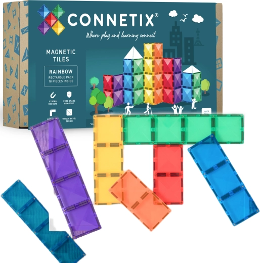 Construcciones magnéticas CONNETIX Rainbow Rectangle Pack – 18 piezas