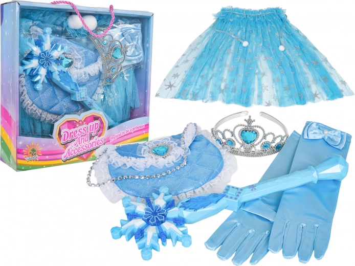 Set de pequeña princesa – vestido celeste y accesorios