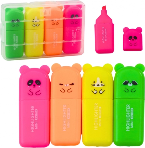 Juego de mini rotuladores resaltadores Ositos en estuche de plástico, 5 uds.