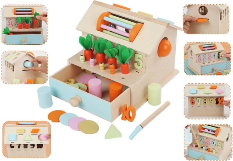 Casita de madera encajable (sorter) – juguete educativo interactivo para niños a partir de 18 meses