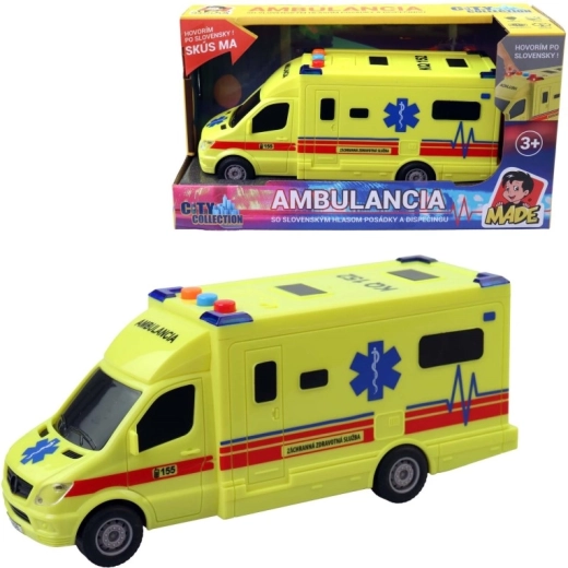 Ambulancia SK con mecanismo de inercia, luz y sonido - 1 unidad