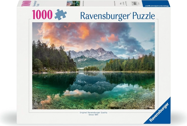 Puzzle Ravensburger Zugspitze junto al lago Eibsee 1000 piezas