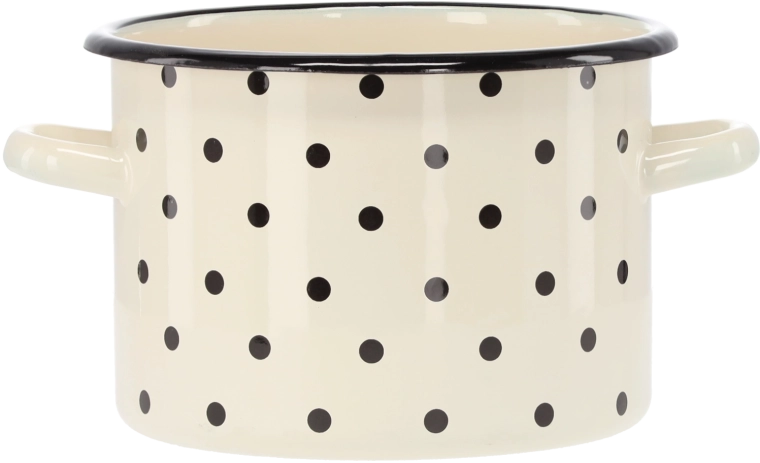 Olla esmaltada 3 l 18 cm blanca con lunares