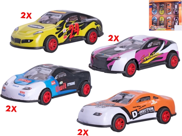 Set de coches deportivos de juguete con mecanismo de retroceso, 8,5 cm, 8 uds.