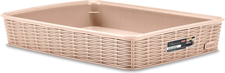 cesta elegance, plástico beige 35,5 × 26 × 6 cm