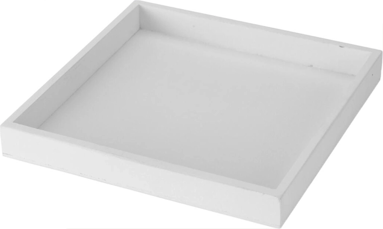 Bandeja decorativa de madera 25 × 25 × 3 cm blanca