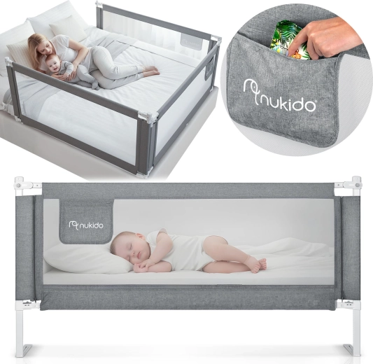 Barrera de seguridad para cama Nukido 200 cm gris