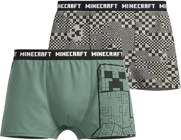 Boxers para niño de Minecraft verde-gris (duopack 2 uds)