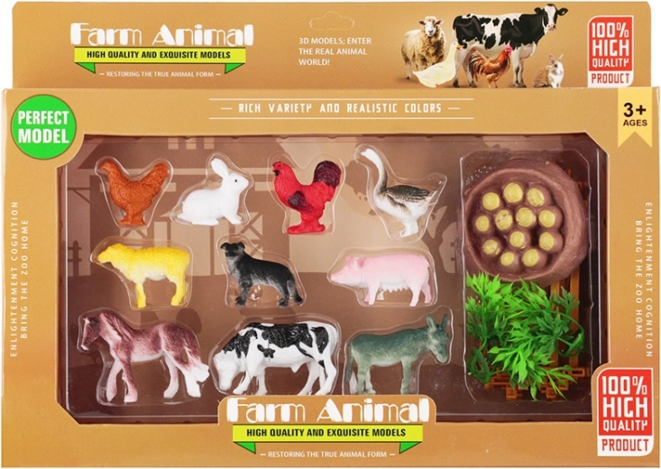 Set de figuras de animales domésticos con granja (10 uds.)