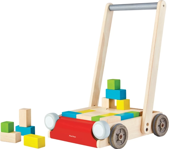 Andador de madera PlanToys con bloques