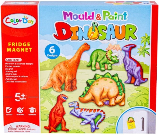 6 imanes de dinosaurios para moldear y colorear