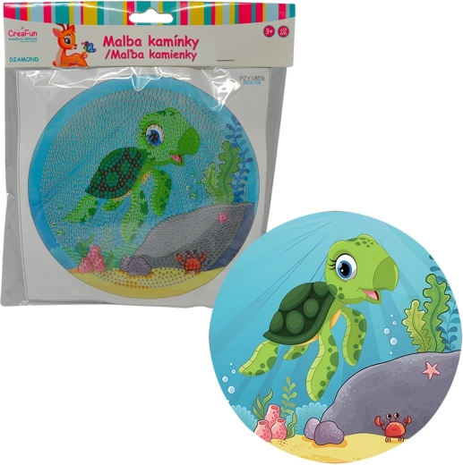 Pintura de diamantes con marco – tortuguita de dibujos 17 cm