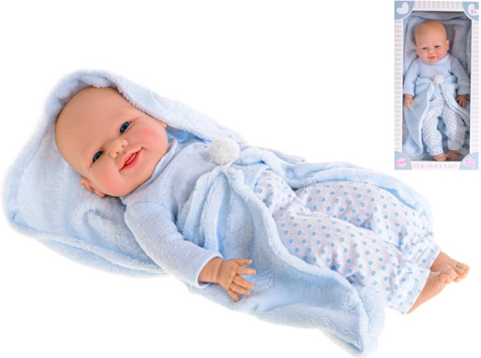 Muñeco bebé de vinilo (niño) con manta, 42 cm