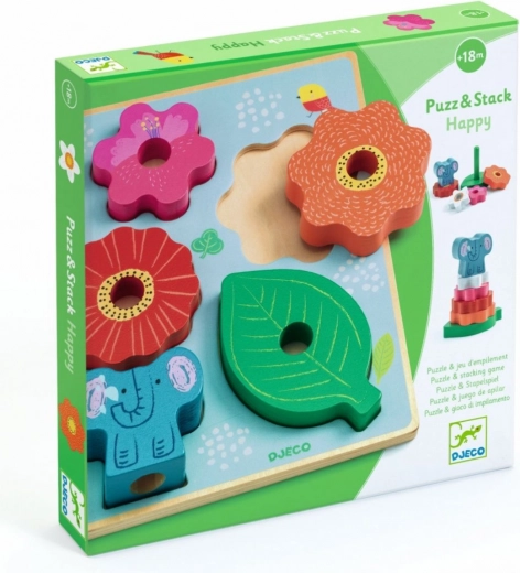 Puzle de madera y pegatinas Happy Djeco