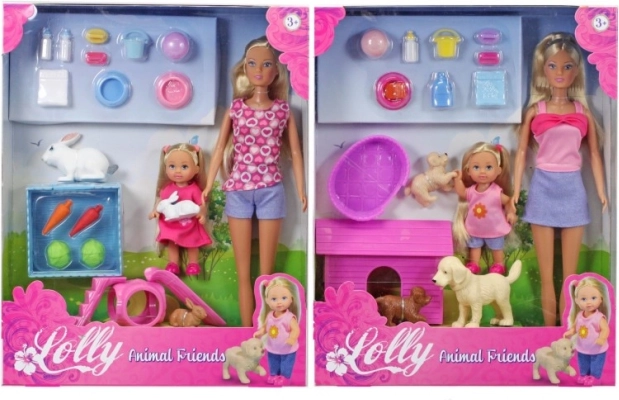 Steffi Love y Evi con animales: set de muñecas con conejitos o cachorritos