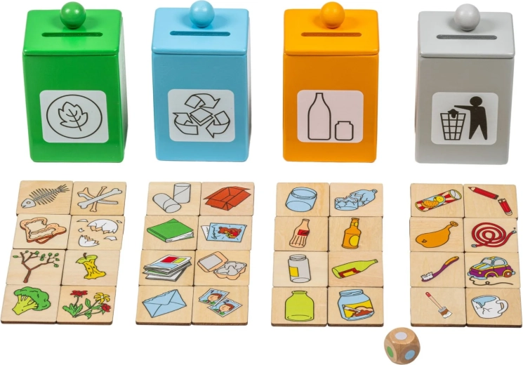 Cartas ilustradas y dado para más variantes de juego
