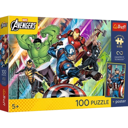 100 piezas y motivo dinámico de Marvel Avengers