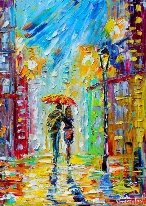 Puzzle Romance lluviosa en la ciudad 1000 piezas