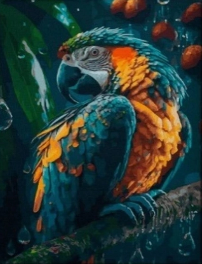Pintura de diamantes Loro 30x40 cm