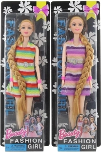 Muñeca con vestido a rayas y brazos articulados 28 cm
