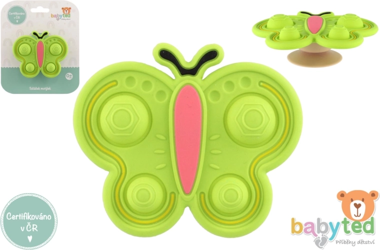 Juguete sensorial giratorio mariposa de silicona y plástico 9 × 5,5 cm
