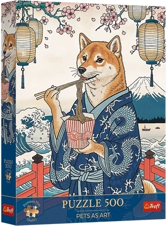 Trefl Puzzle Premium Plus Pets as Art: Shibina meditación de fideos, 500 piezas