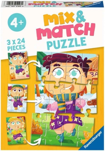 Puzzle Ravensburger Mix & Match: vestidos de colores 3×24 piezas