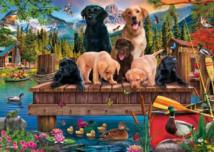 Puzzle Familia de perros junto al lago 1000 piezas SCHMIDT