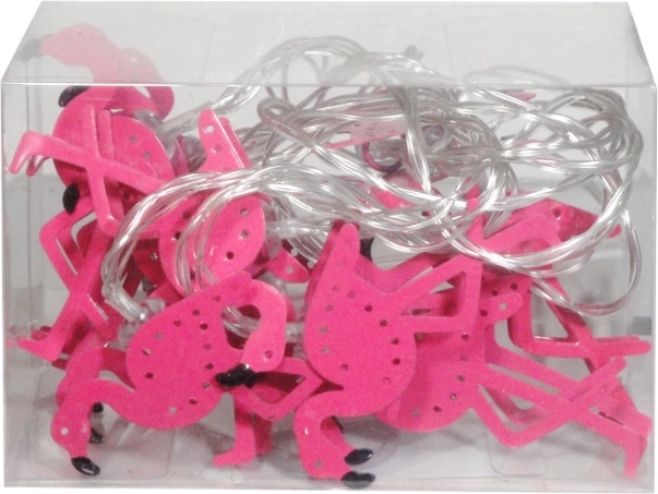 Cadenas de luces metálicas de colores con forma de flamencos