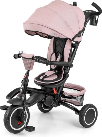 Triciclo Milly Mally Stanley 6 en 1 con ruedas de goma rosa