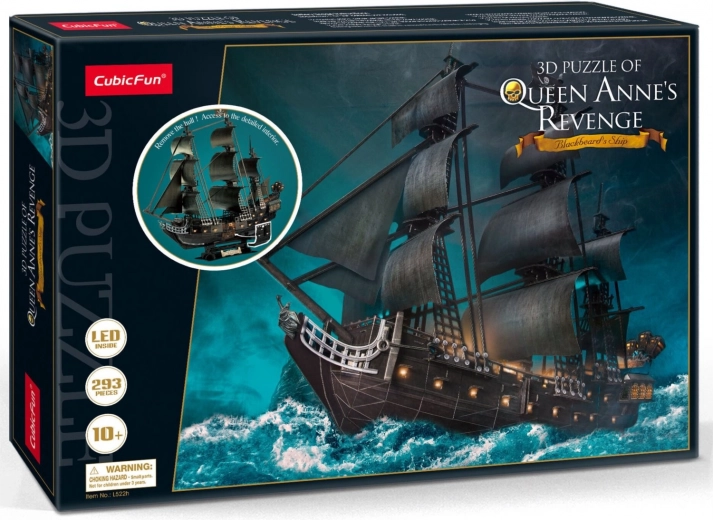 Puzzle 3D luminoso del velero Queen Anne's Revenge