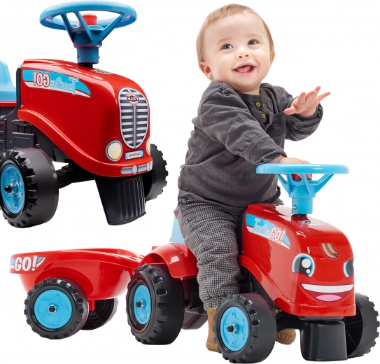 Tractor de paseo FALK GO con remolque desmontable, rojo