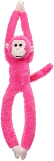 Monito de peluche colgante fucsia