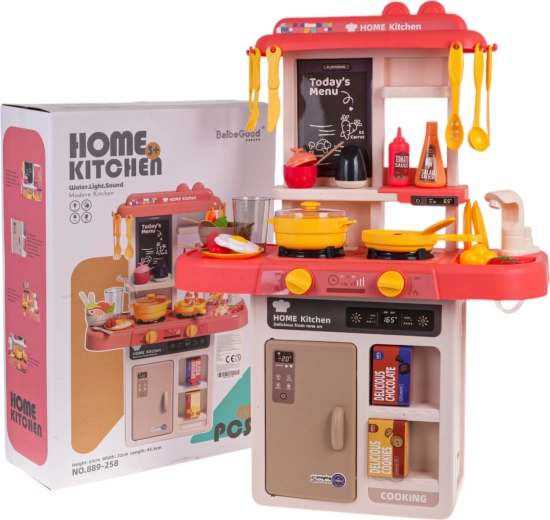 Cocinita infantil con iluminación y sonidos, 43 piezas – Rosa