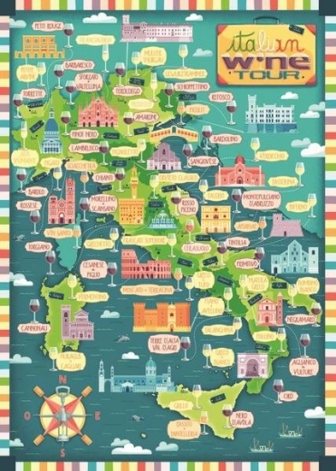 Puzzle Mapa de Italia - Recorrido vinícola italiano de 1000 piezas