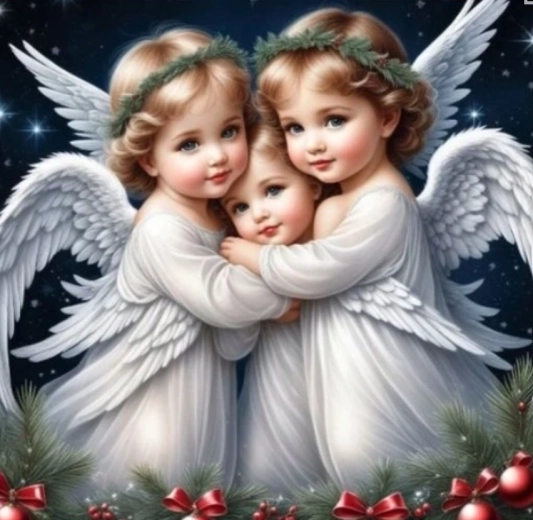 Pintura de diamantes Tres angelitos 30 × 40 cm