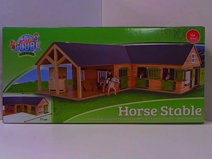 Establo de madera para caballos con cuatro boxes y zona de lavado (1:24)