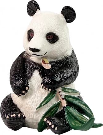 Figura coleccionable de panda gigante con bambú