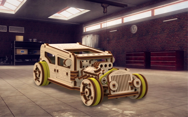 Puzzle 3D de madera WOODEN CITY hot rod – modelo mecánico de 141 piezas