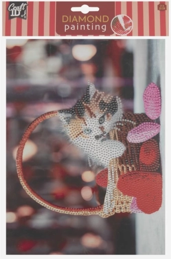 Pintura de diamantes sobre cartón Gatito 29 × 21 cm