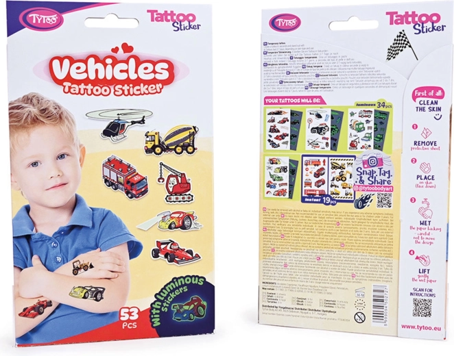 Set de tatuajes temporales con motivos de coches