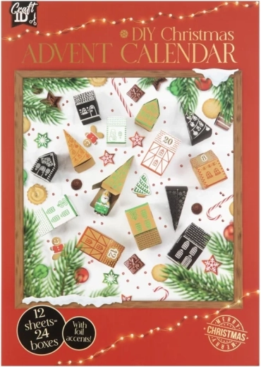 Calendario de Adviento DIY CRAFT ID – casitas y arbolitos navideños 3D