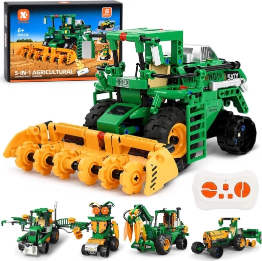 KY BLOCKS kit de construcción técnico 5 en 1 – máquinas agrícolas con control remoto (331 piezas)