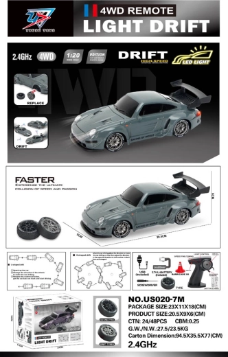 Coche de drift R/C 1:20 con luces, verde