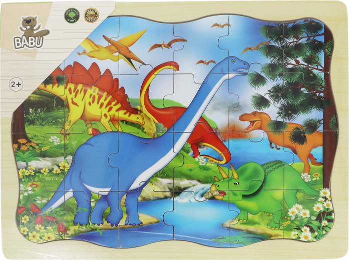 Puzzle de madera Babu dinosaurios de 24 piezas