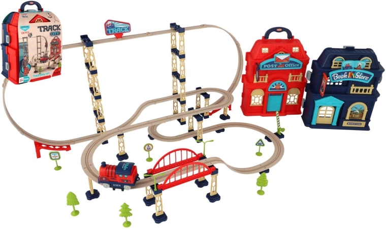 Circuito de tren Track City en maletín (120 piezas) con tren a pilas