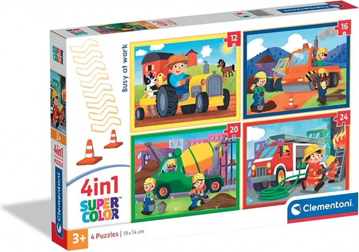 Puzzle Clementoni Ocupados en el trabajo 4 en 1 (12, 16, 20 y 24 piezas)