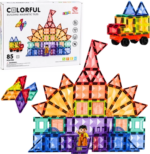Bloques de construcción magnéticos – paneles magnéticos 3D de colores STEM (85 piezas)
